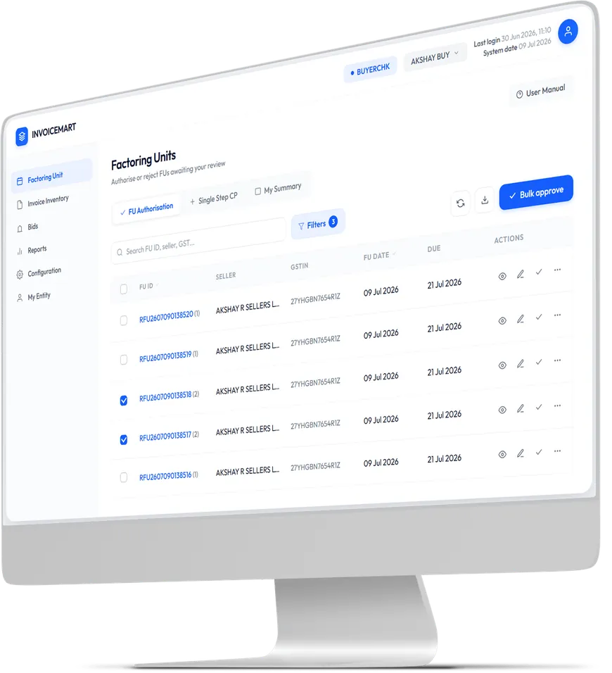 Invoice Factoring platform dashboard