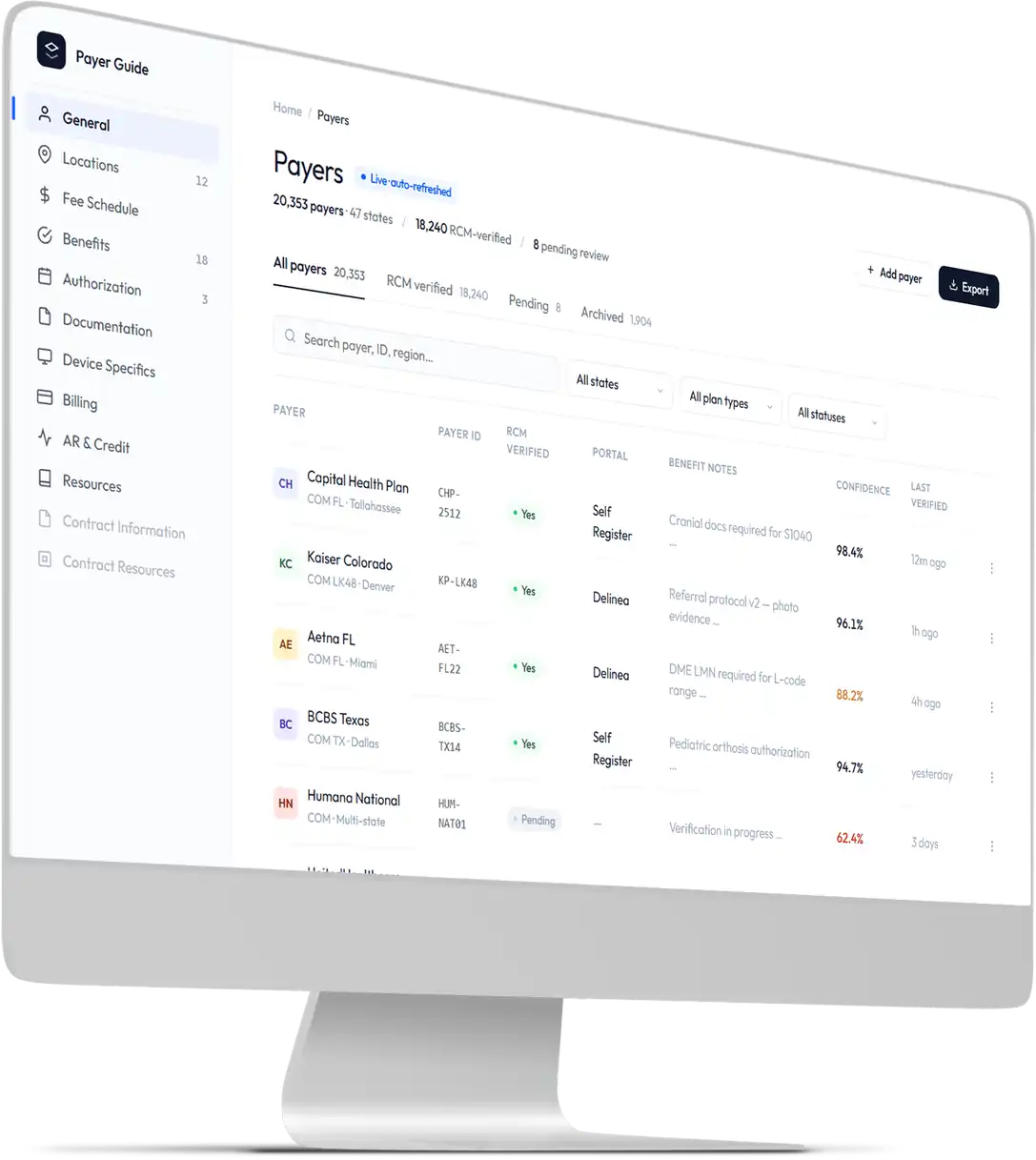 Payer Intelligence, Denial Prevention console