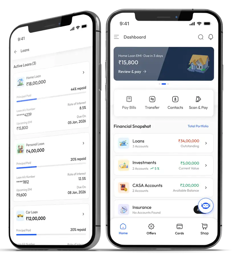 Digital Super App banking mockups